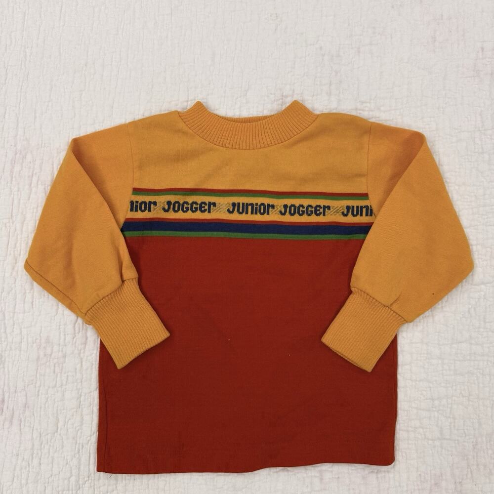 Health-tex Striped Sweatshirt Orange/Red Cotton Crewneck Long Sleeve 3T